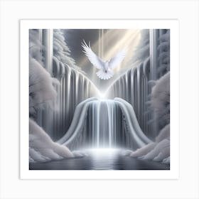 Dove Over Waterfall Art Print