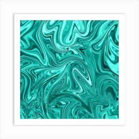 Turquoise Liquid Marble Art Print