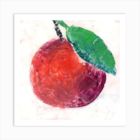 Red Fruit - acrylic painting square fruit food kitchen art still life Art Print