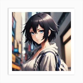 Anime Girl With Blue Eyes Art Print