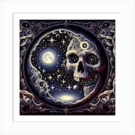 Moon and Stars Art Print