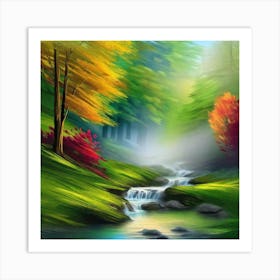 Waterfall Painting 4 Art Print