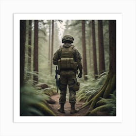 Soldier In The Woods Art Print