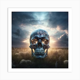 Skull In A Field Art Print