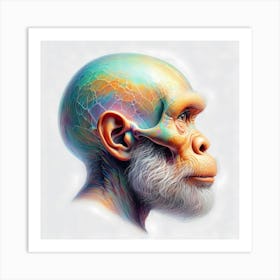 Prehistoric Head With Translucent Effect Colorful Detail Painting Art Print