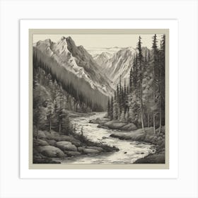 River In The Mountains Art Print