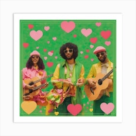 A Square Instagram Post With Musicians Holding Hea (3) Art Print