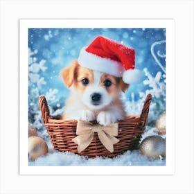 Christmas puppy Art Print