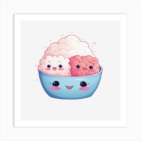 Kawaii Rice Bowl Art Print