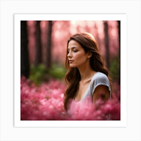 Beautiful Woman In The Forest 1 Art Print