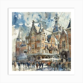 Amsterdam Central Station: Series. Water Colour 1 Art Print