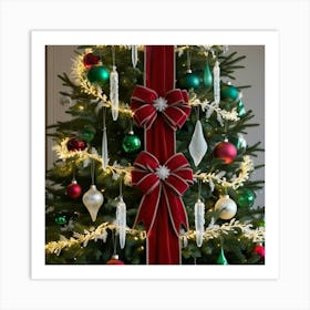 Christmas Tree With Bows Art Print