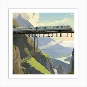 Train Crossing A Mountain Art Print