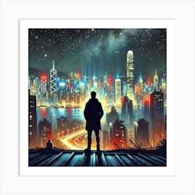 Futuristic Cityscape.AI Art Print