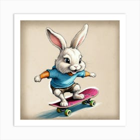 Bunny Skateboarding 1 Art Print