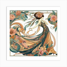 Lady With Flowers Art Print