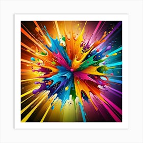 Vibrant Splashes Of Colours Exploding On A Dynamic Background Art Print