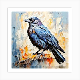 Crow painting in oil paint 3 Art Print