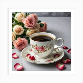 Coffee And Roses 13 Art Print