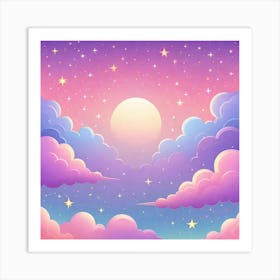 Sky With Twinkling Stars In Pastel Colors Square Composition 167 Art Print