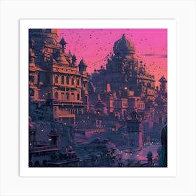 City At Sunset Art Print