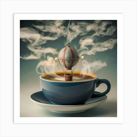 Hot Air Balloon In A Coffee Cup 2 Art Print