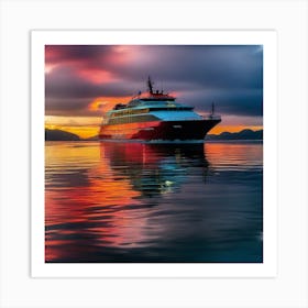 Sunset Cruise Ship 1 Art Print