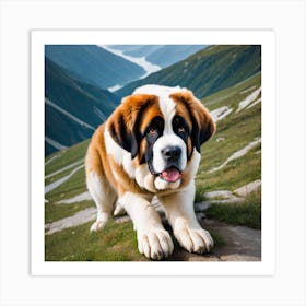 St Bernard Dog 47 Art Print