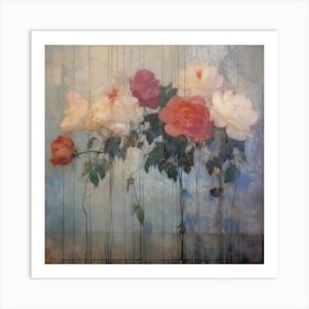 White and Red Roses Art Print