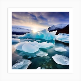 Icebergs In The Water 13 Art Print