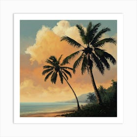 Palm Trees At Sunset Art Print