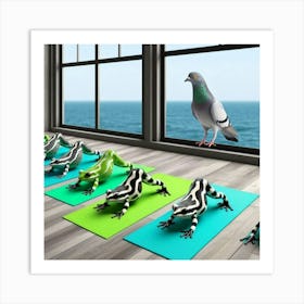 Frogs On Yoga Mats Art Print