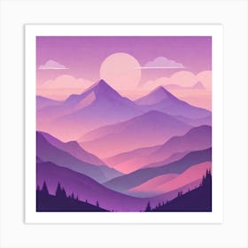 Misty mountains background in purple tone 90 Art Print