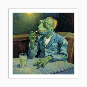 Lizard Smoking a Cigar Art Print