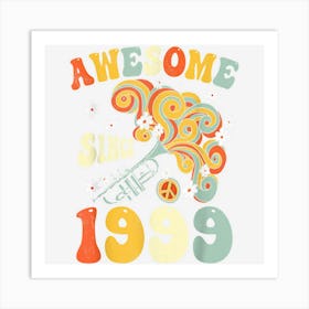 Awesome Since 1999 24th Birthday Retro Groovy Trumpeter Art Print