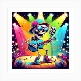 Skeleton With Guitar 3 Art Print