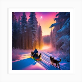 Sled Dogs In The Snow 2 Art Print