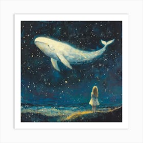 Whale In The Starry Night Sky 2 Art Print