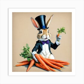 Rabbit With Carrots 14 Art Print