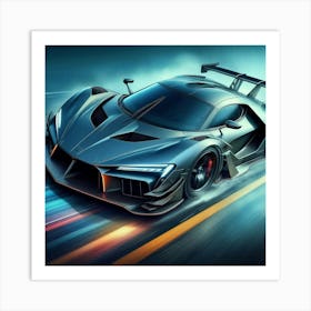 Racing Car On The Road Poster