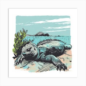 Galapagos Iguana Art Print