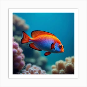 Vibrant Mandarin Fish Swimming In A Coral Reef 1 Art Print