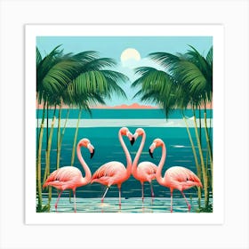 Pink Flamingos Love Poster Art Print