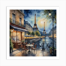 Parisian Skyline Symphony Paris At Night Art Print