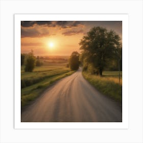 Country Road At Sunset 2 Art Print