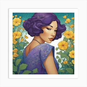 Asian Girl With Purple Hair 5 Art Print