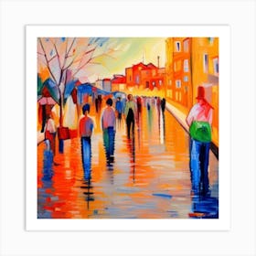 People Walking In The Rain 1 Art Print