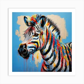 Expressive Zebra Painting With Vibrant Abstract Colors Art Print