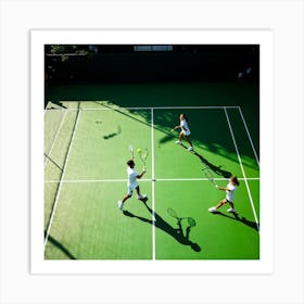 Summer Tennis Slam Tournament In Full Swing Athletes Poised Mid Action Under The Warm Inviting Glo (5) Art Print