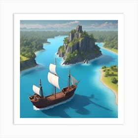 Ship In The Sea Art Print